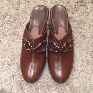 Cole Haan NWOT Brown buckle mules Sz 10